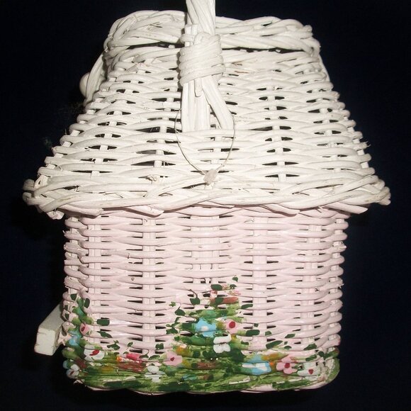 1 of a Kind Authentic Vintage 1960's Handpainted-Wicker Garden-Cottage Handbag - Picture 5 of 11